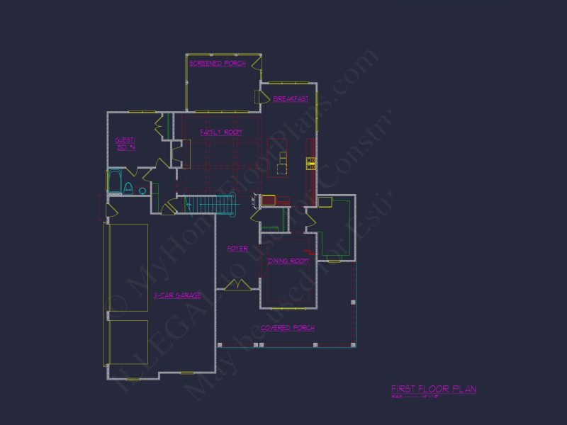 house Plan Blueprint with Spacious Layout, CAD Design & Features