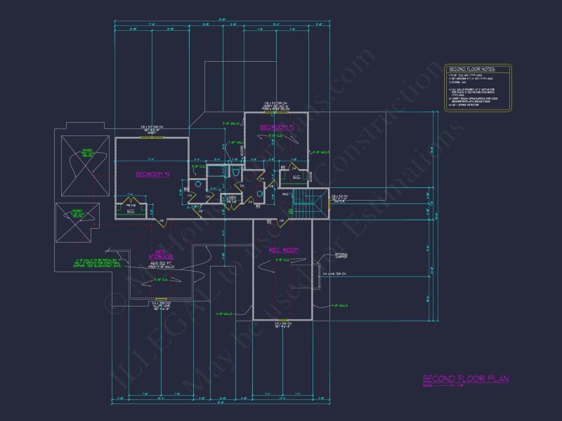 house Plan Designs: Spacious 2-Story CAD Floor Plan Blueprint