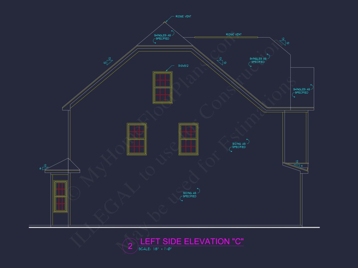 house Plan Floor Blueprint with CAD Designs for 2-Story Layout