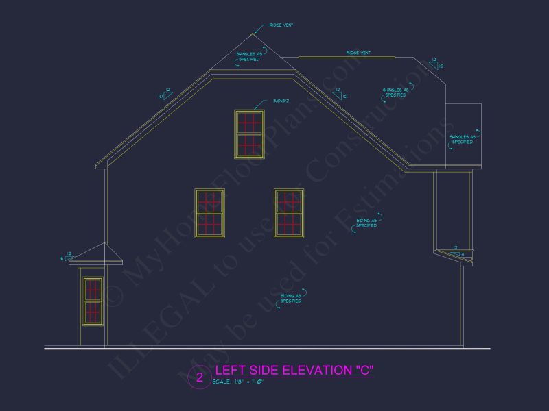 house Plan Floor Blueprint with CAD Designs for 2-Story Layout