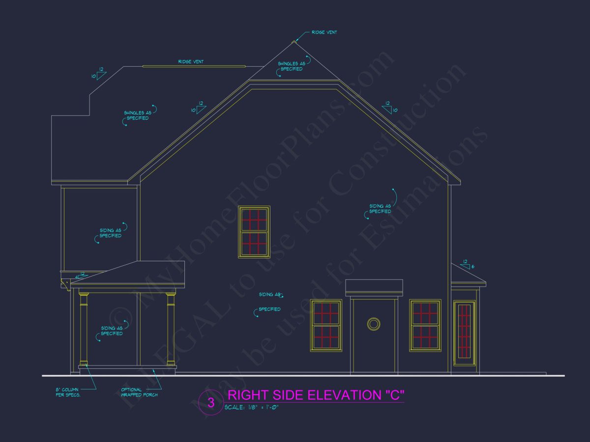 house Plan Floor Blueprint with CAD Designs for 2-Story Layout