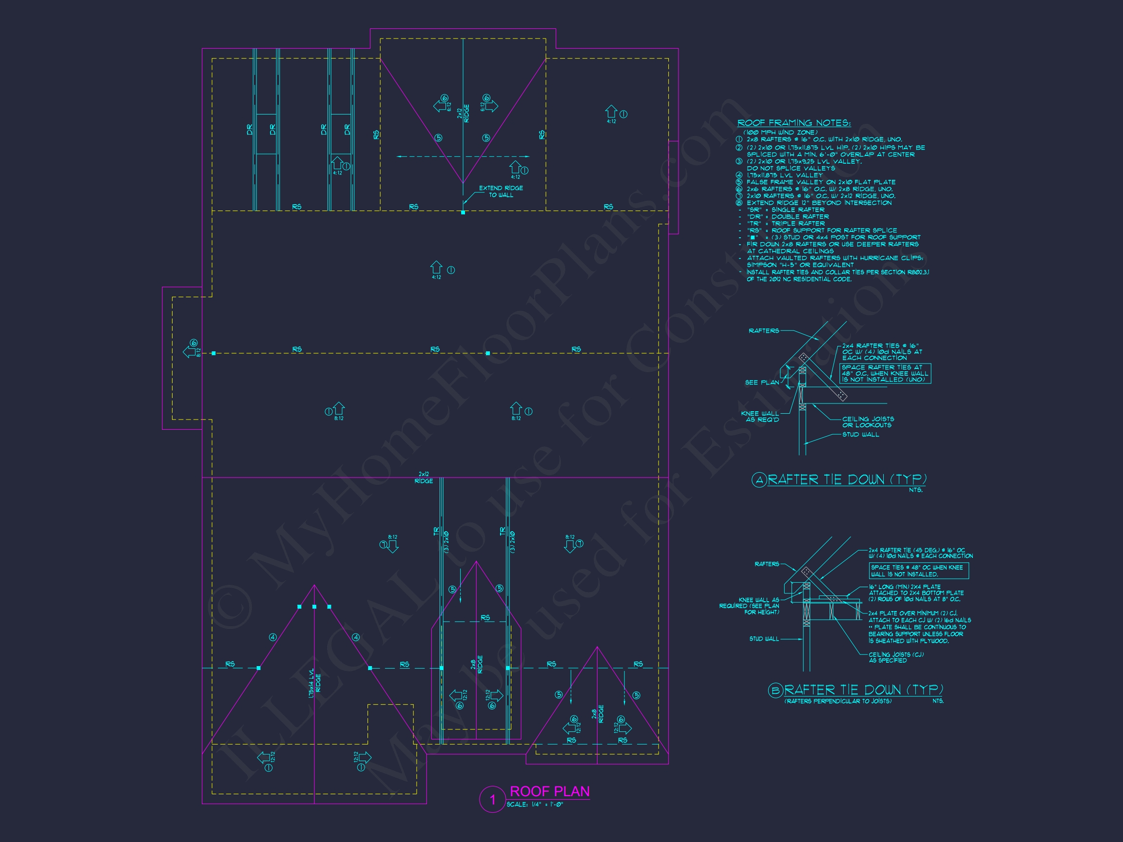 Home Plan for Modern Craftsman Design and CAD Blueprint