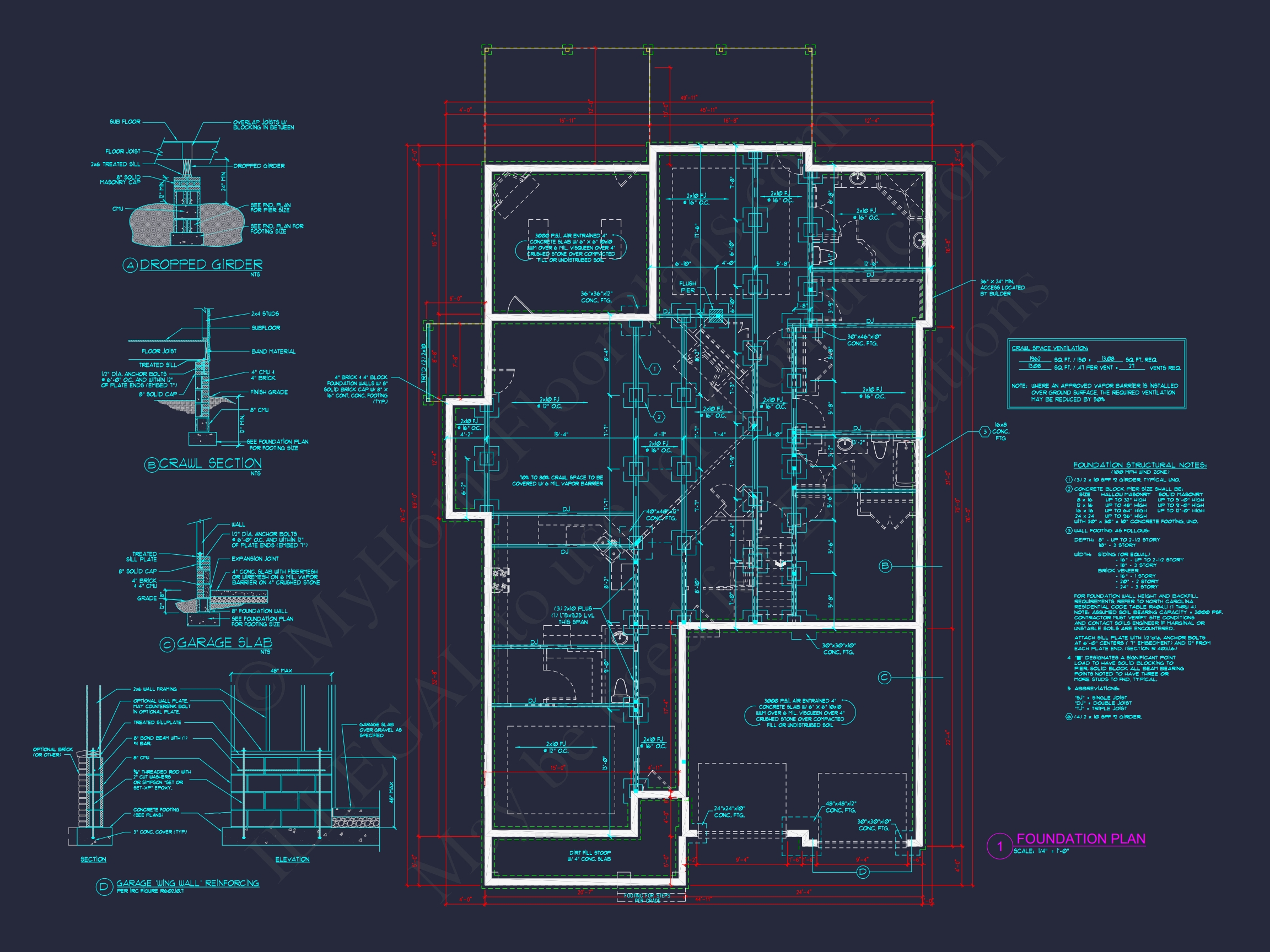 Home Plan for Modern Craftsman Design and CAD Blueprint