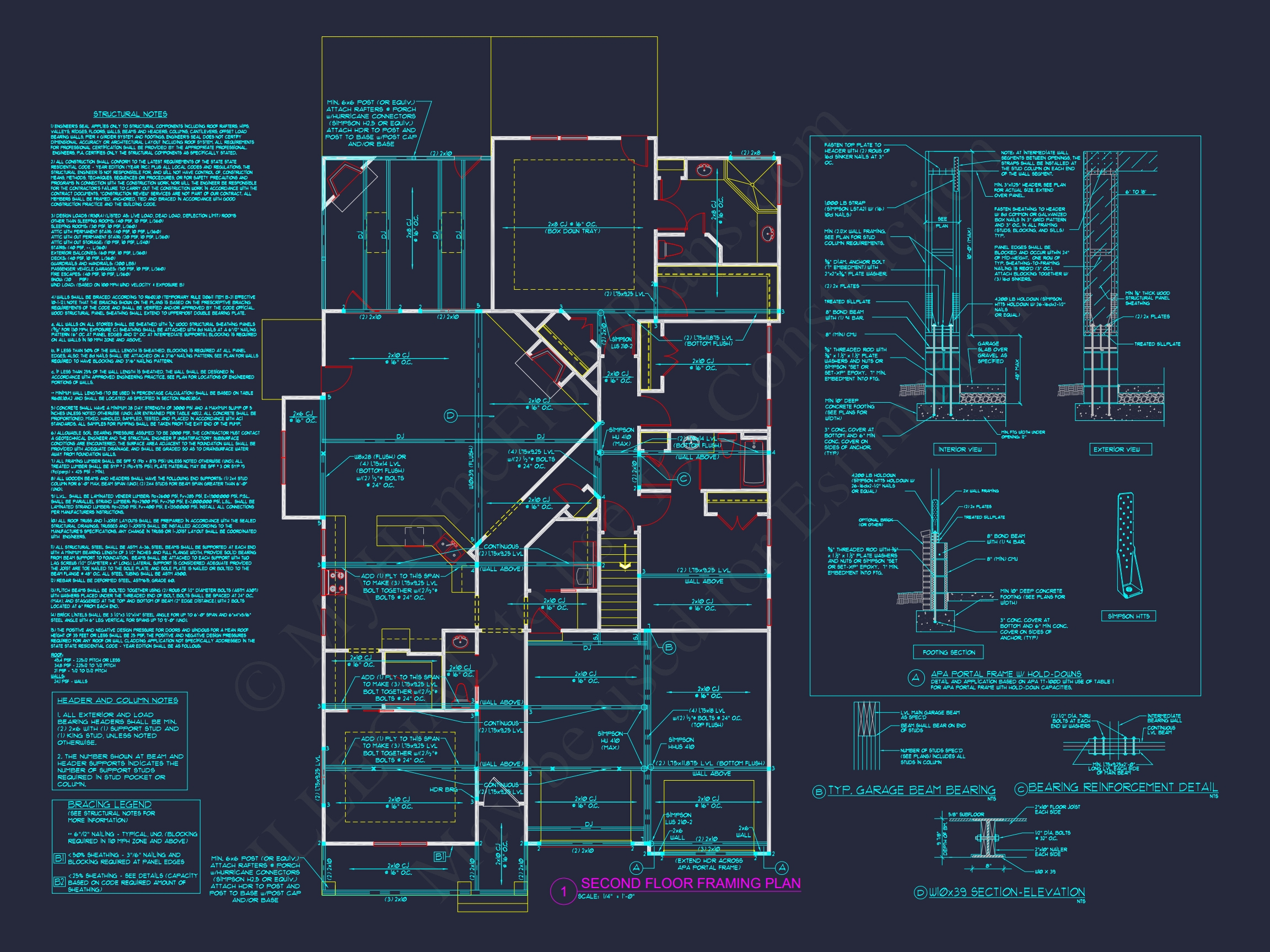 Home Plan for Modern Craftsman Design and CAD Blueprint