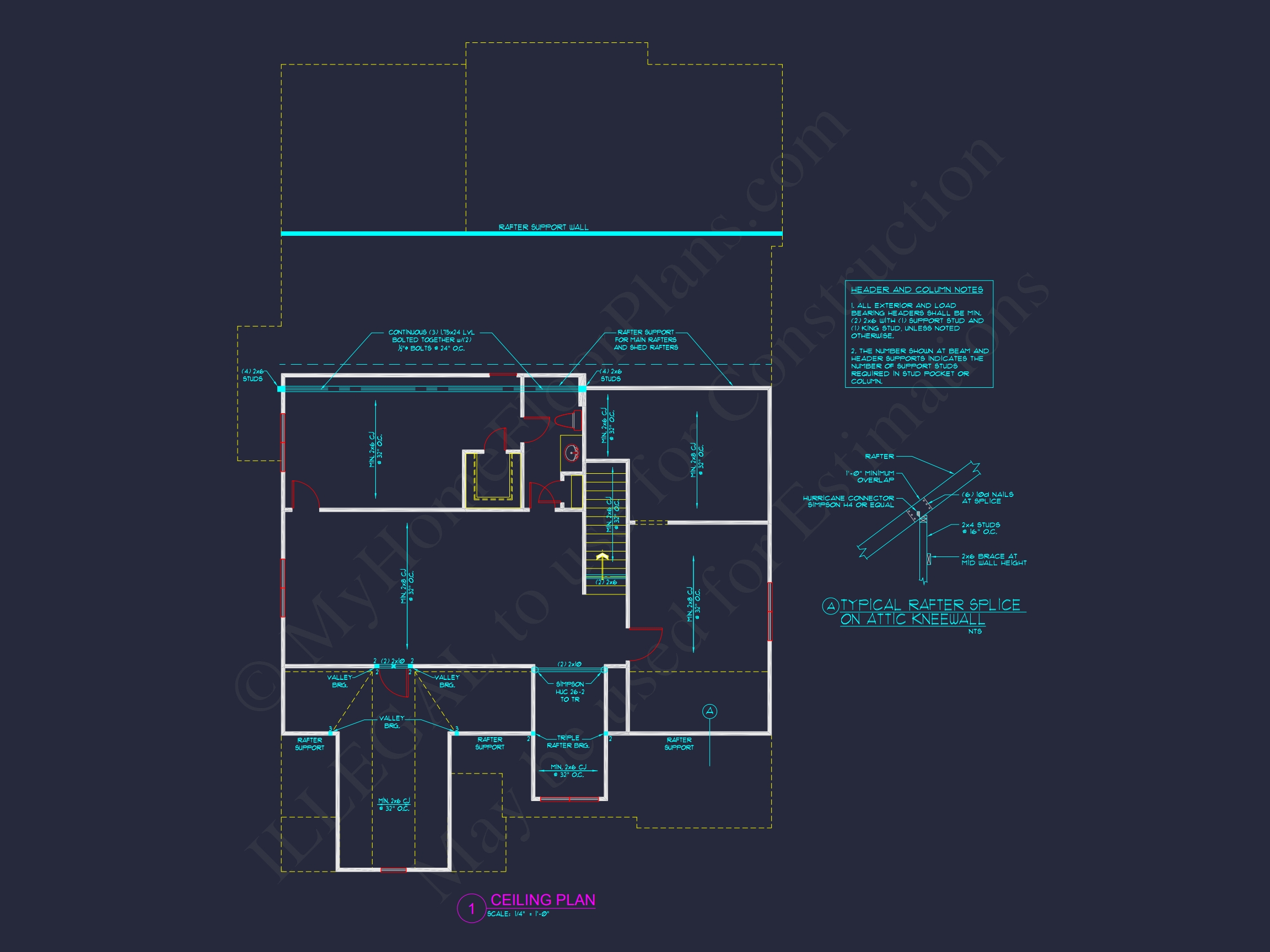 Home Plan for Modern Craftsman Design and CAD Blueprint