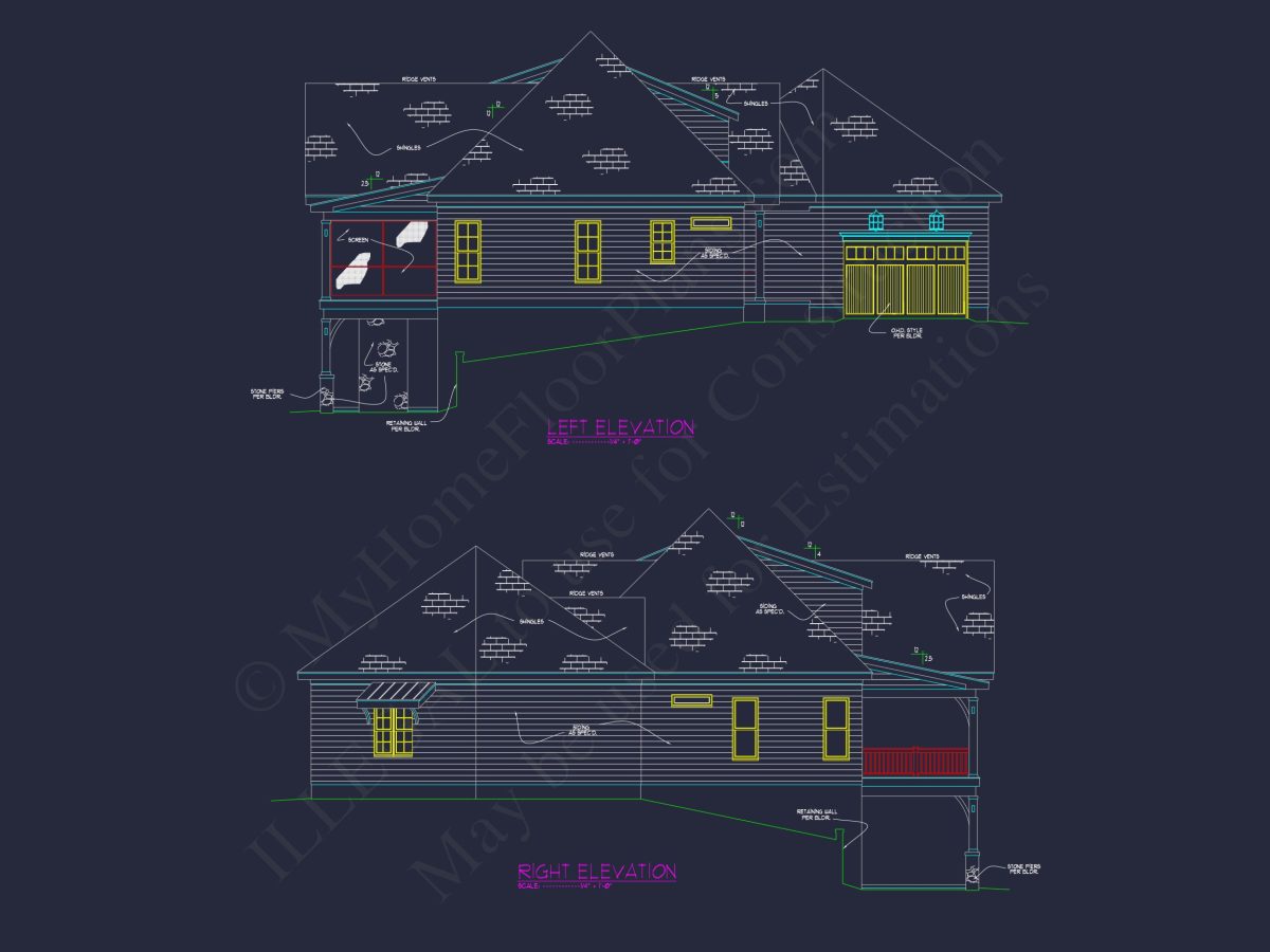 house Plan with CAD Designs: 2-Story Floor Plan and Blueprint