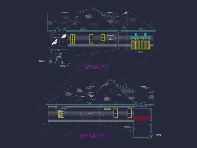 house Plan with CAD Designs: 2-Story Floor Plan and Blueprint