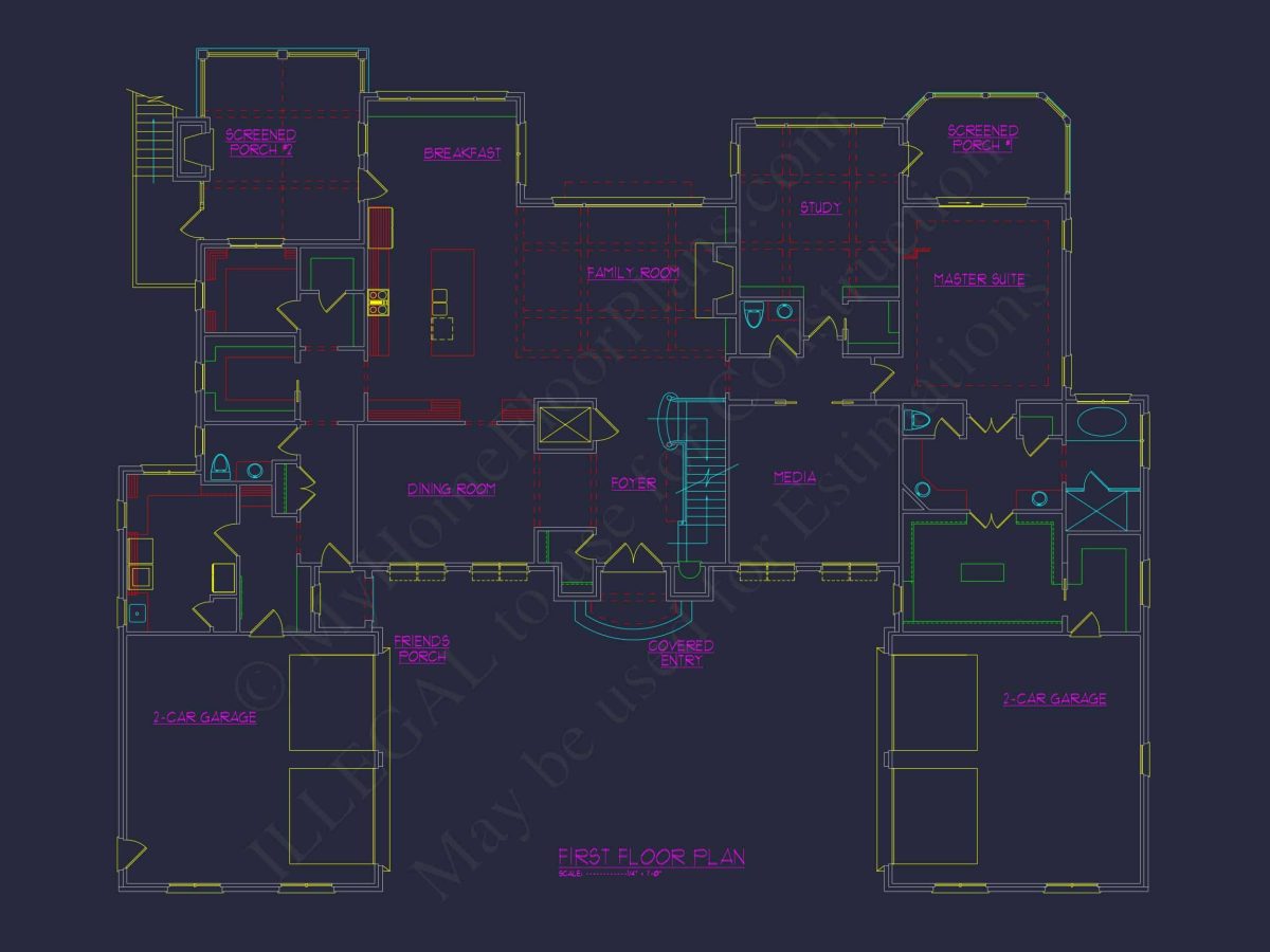 Luxe house Floor Plan with Architectural Designs and CAD Blueprint