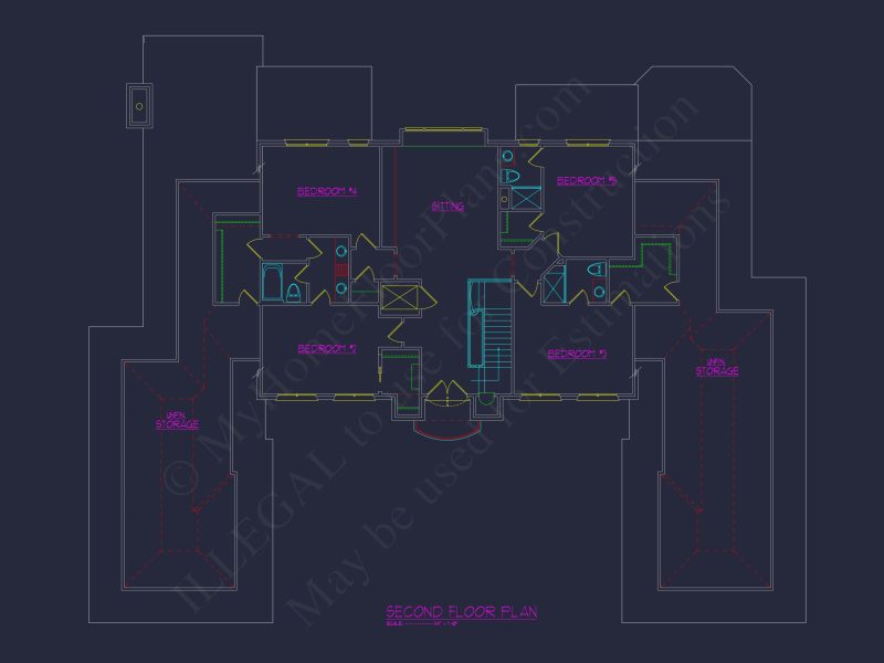 Luxe house Floor Plan with Architectural Designs and CAD Blueprint