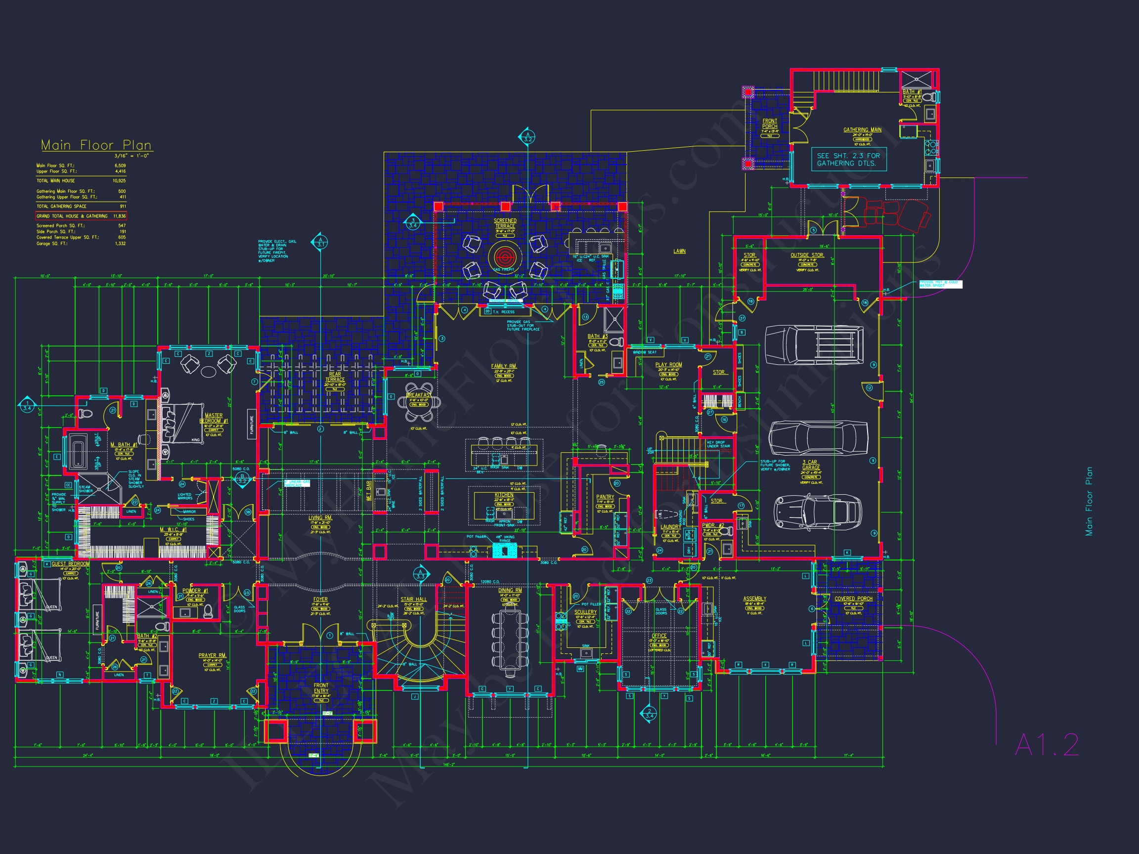 Luxurious Home Design Blueprint with CAD Architecture Plans