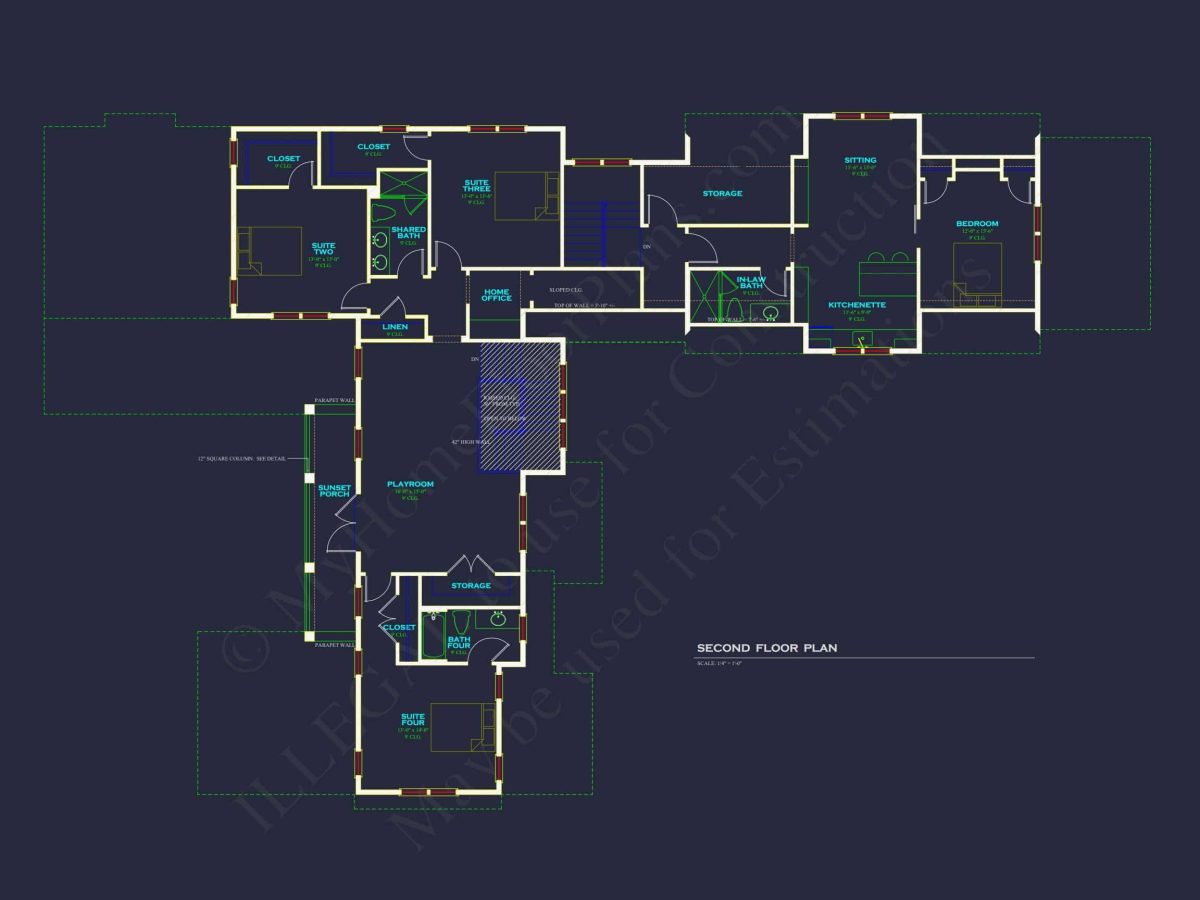 Luxurious house Floor Plan with 4 Bedrooms