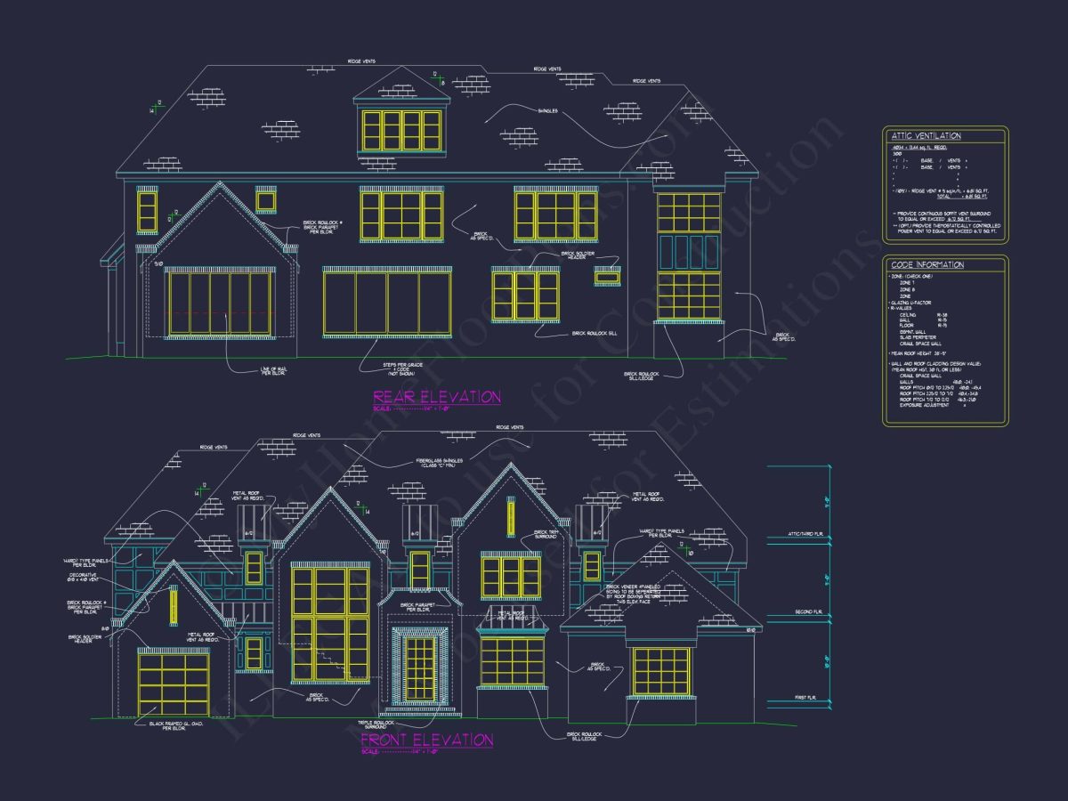Luxury 3-Story Modern Floor Plan with 5 Bedrooms and CAD Designs