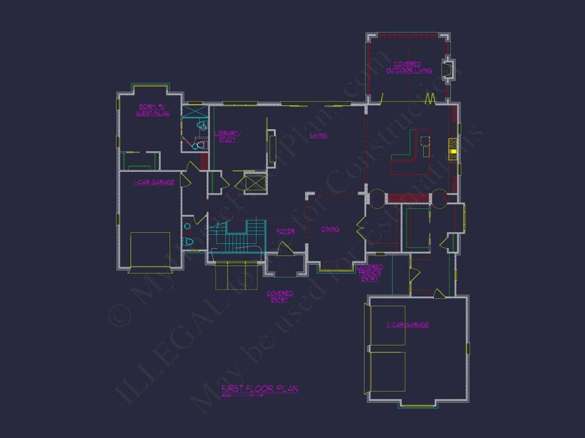 Luxury 3-Story Modern Floor Plan with 5 Bedrooms and CAD Designs