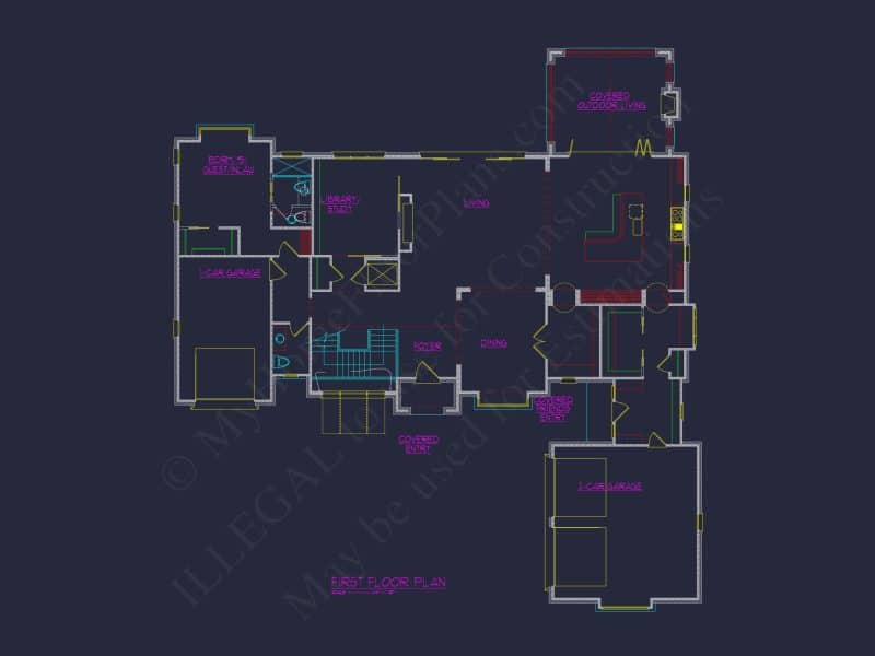 Luxury 3-Story Modern Floor Plan with 5 Bedrooms and CAD Designs