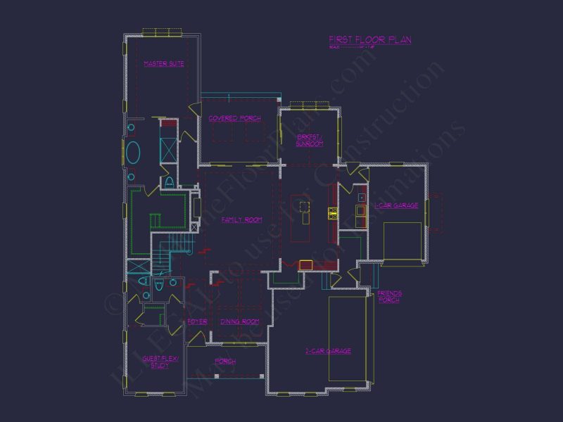 Luxury 5-Bedroom Transitional house Plan with Detailed Blueprint