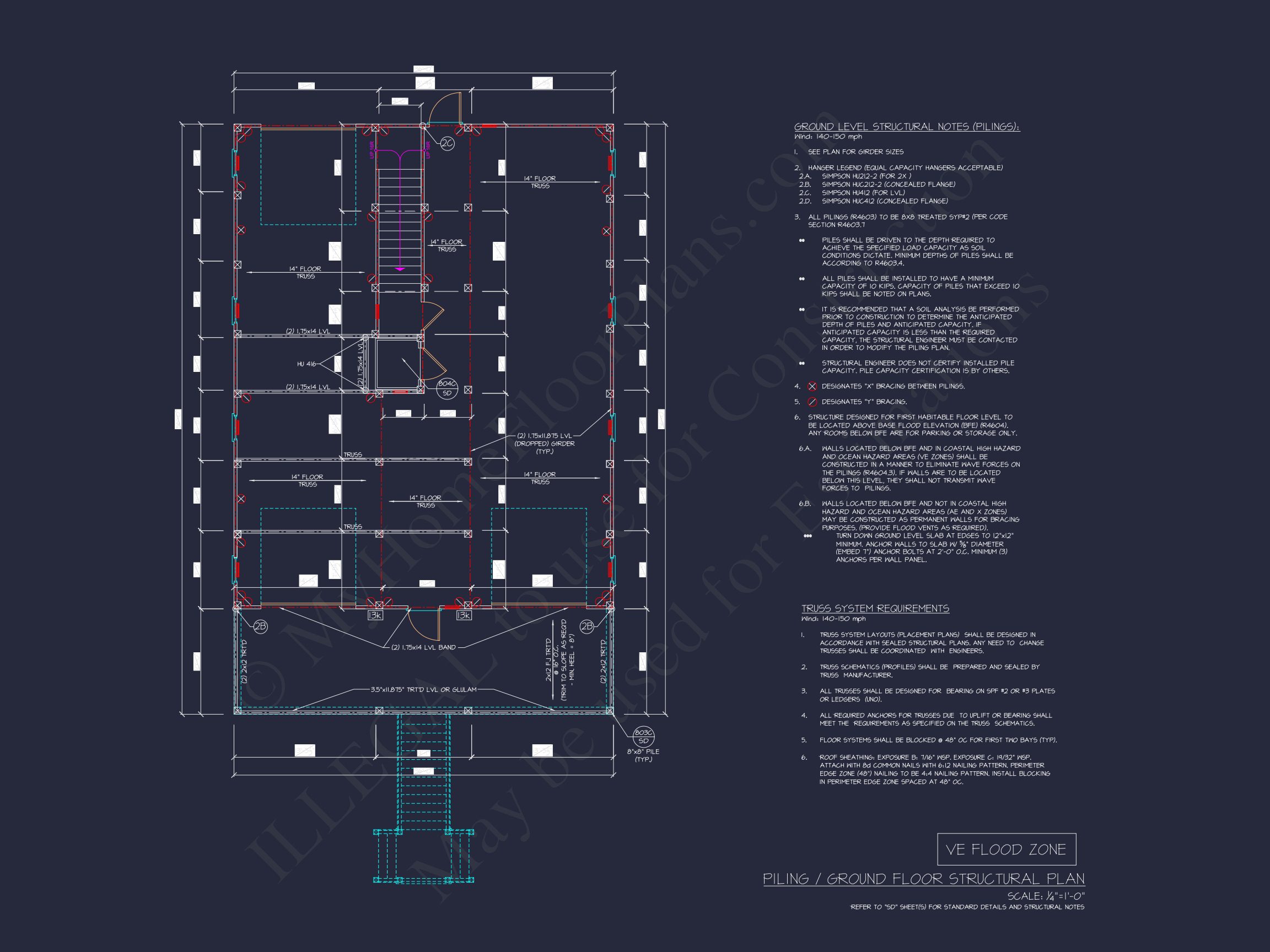 Luxury Beach house Plan with 4 Bedrooms,3 Stories,CAD Designs