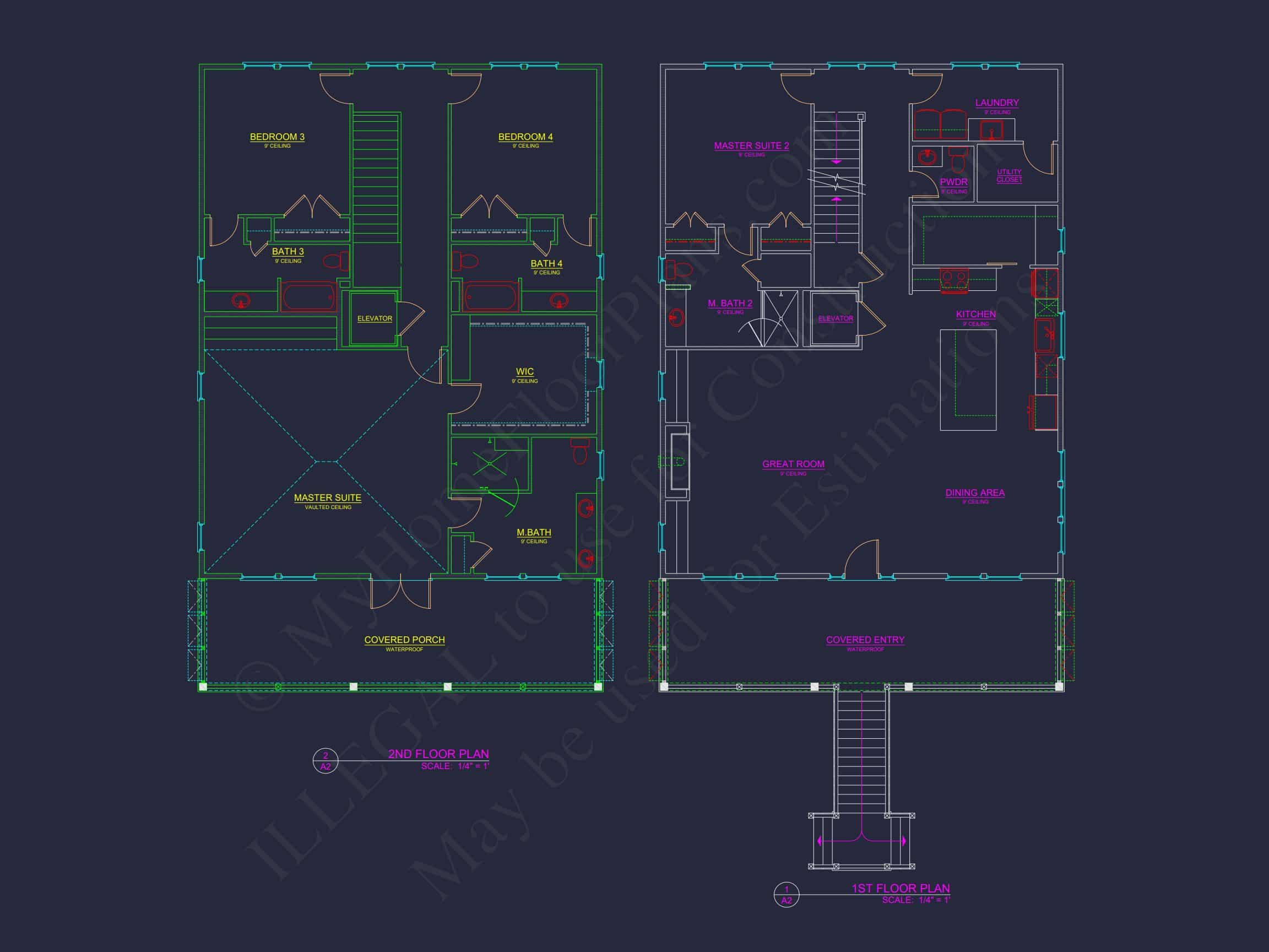 Luxury Beach house Plan with 4 Bedrooms,3 Stories,CAD Designs