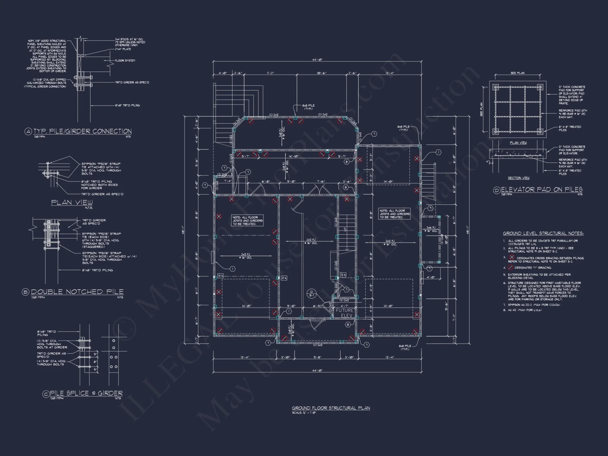 Luxury Coastal house Plan with 3 Floors, CAD Designs & More