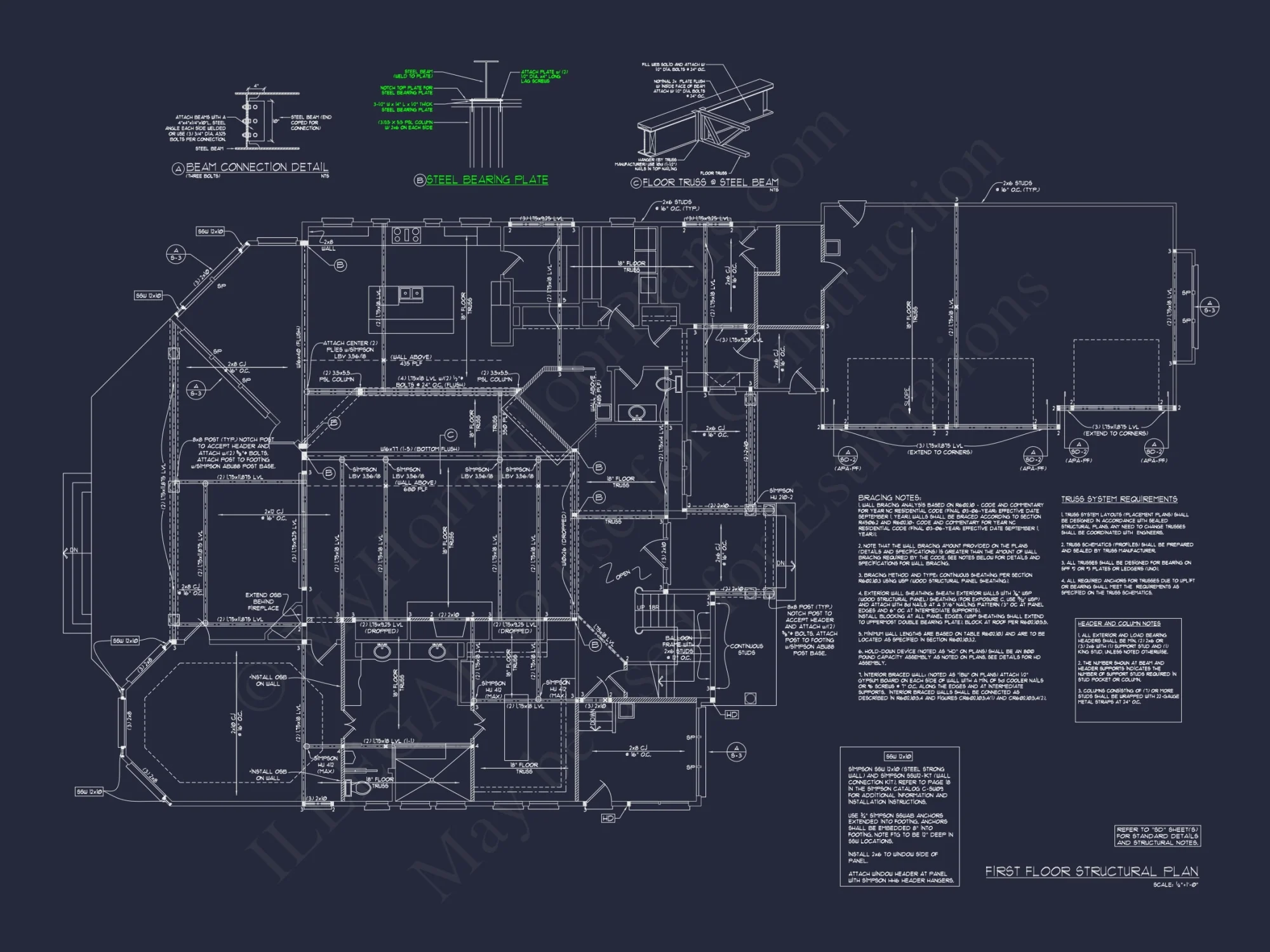 Luxury Craftsman house Floor Plan with CAD Designs