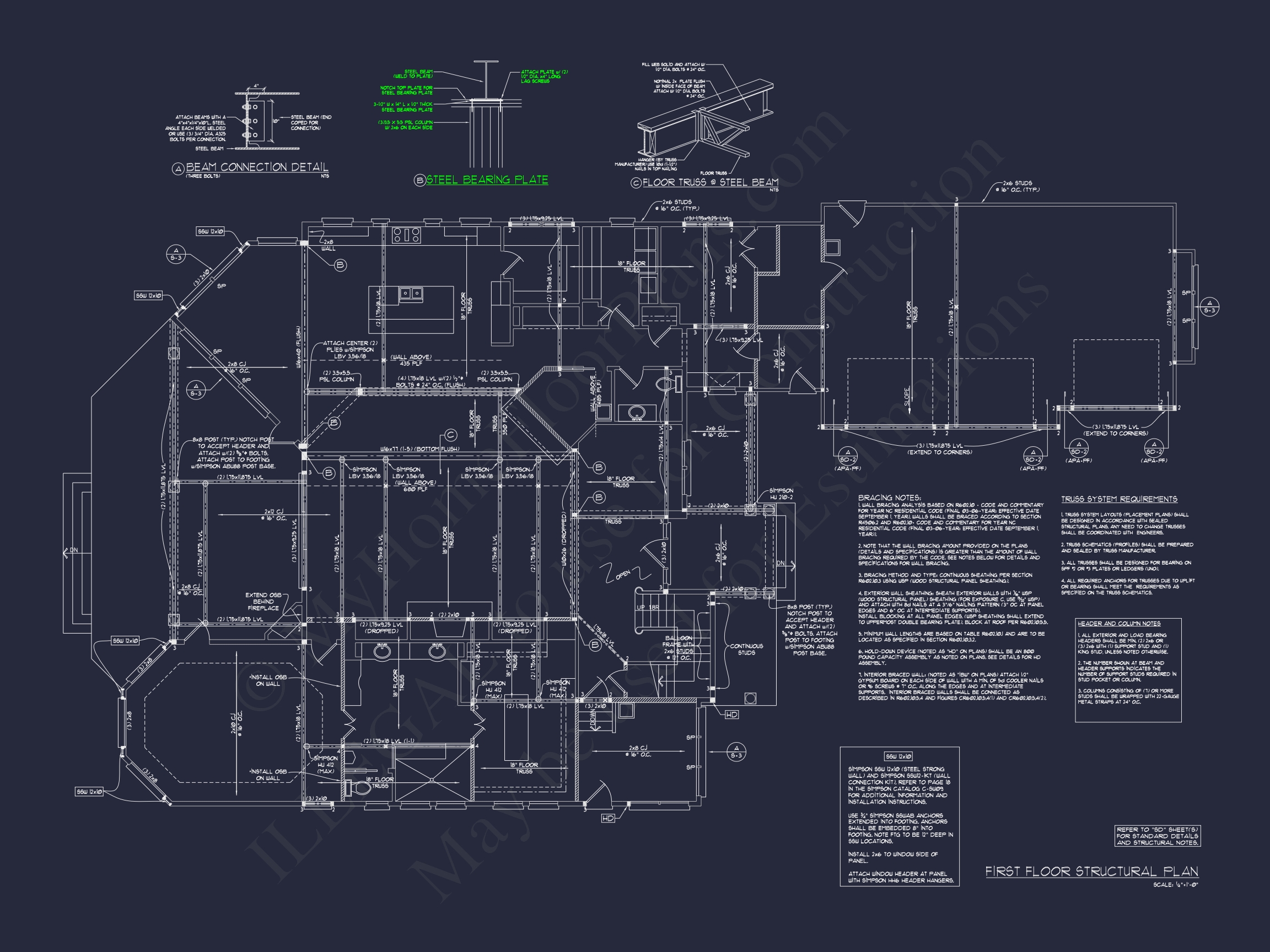 Luxury Craftsman Home Floor Plan with CAD Designs