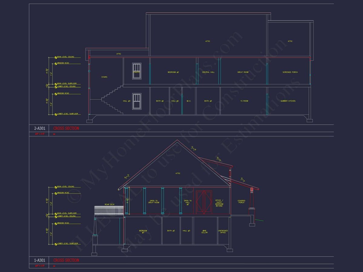 Luxury house Floor Plan with 4 Bedrooms, CAD Blueprint Designs