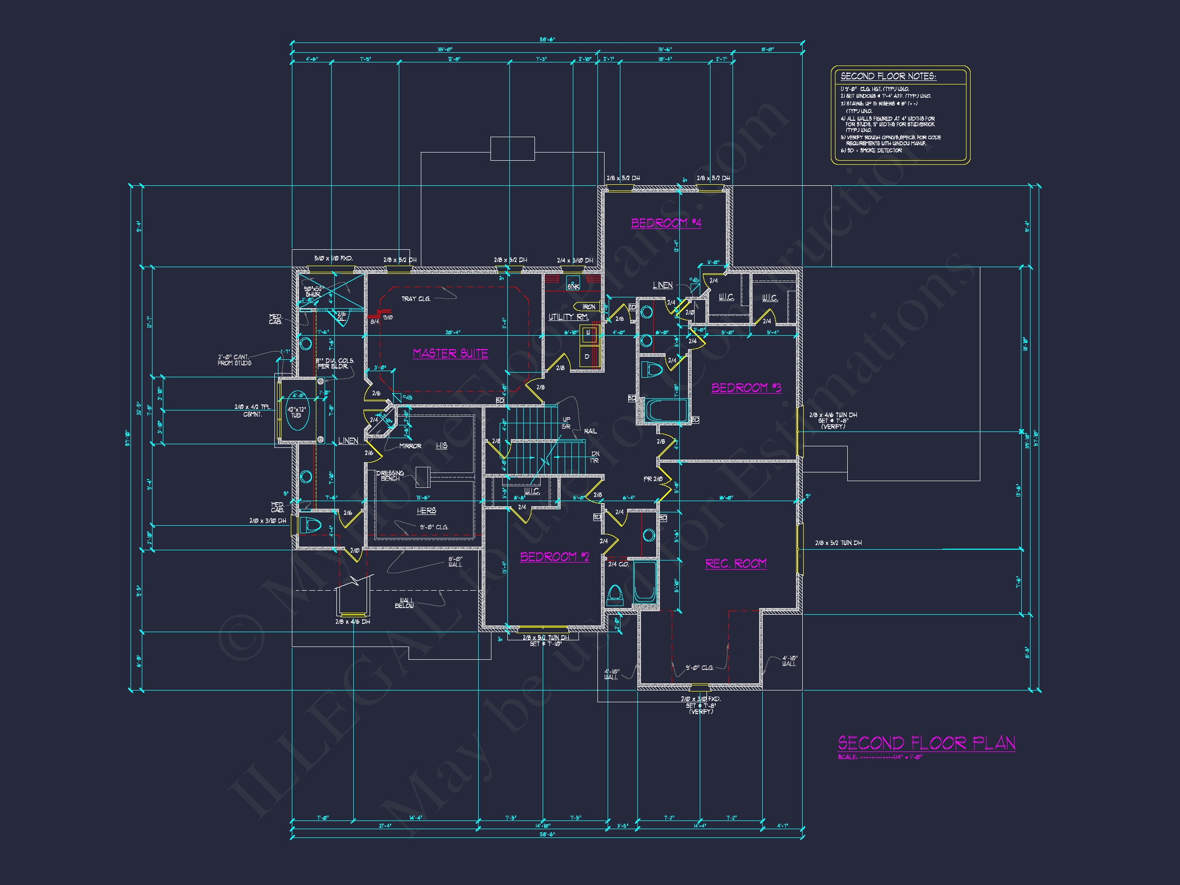 Luxury Home Floor Plan with 5 Bedrooms and CAD Designs