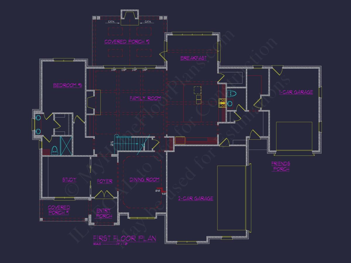 Luxury house Floor Plan with 5 Bedrooms and CAD Designs