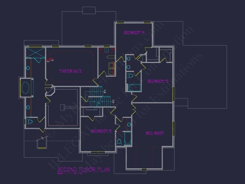 Luxury house Floor Plan with 5 Bedrooms and CAD Designs