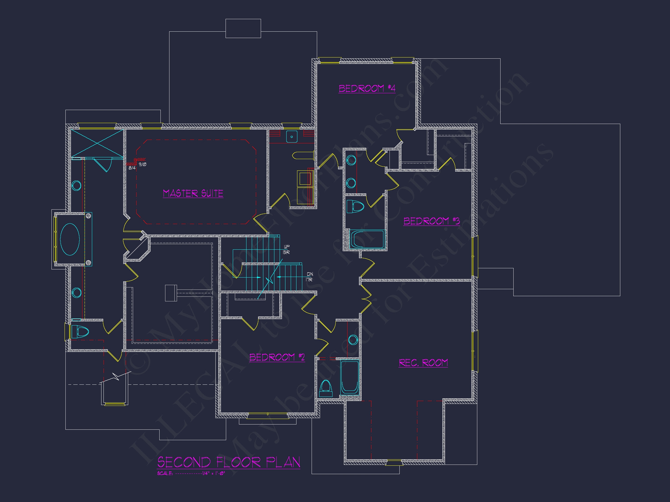 Luxury Home Floor Plan with 5 Bedrooms and CAD Designs