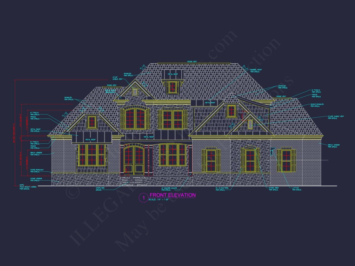 Luxury house Floor Plan with 5 Beds, 5.5 Baths, and CAD Designs