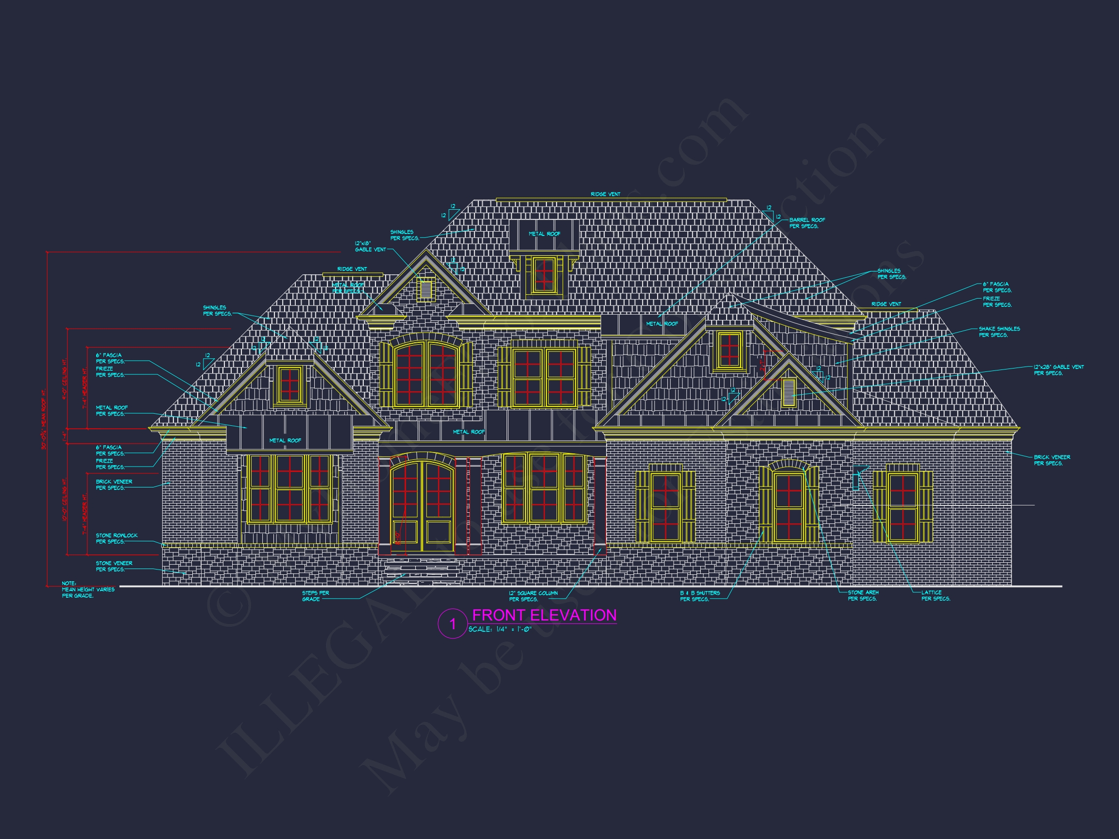 Luxury Home Floor Plan with 5 Beds,5.5 Baths,and CAD Designs