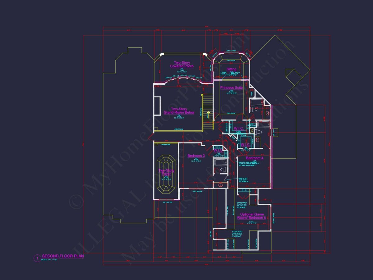 Luxury house Floor Plan with 5 Beds, 5.5 Baths, and CAD Designs