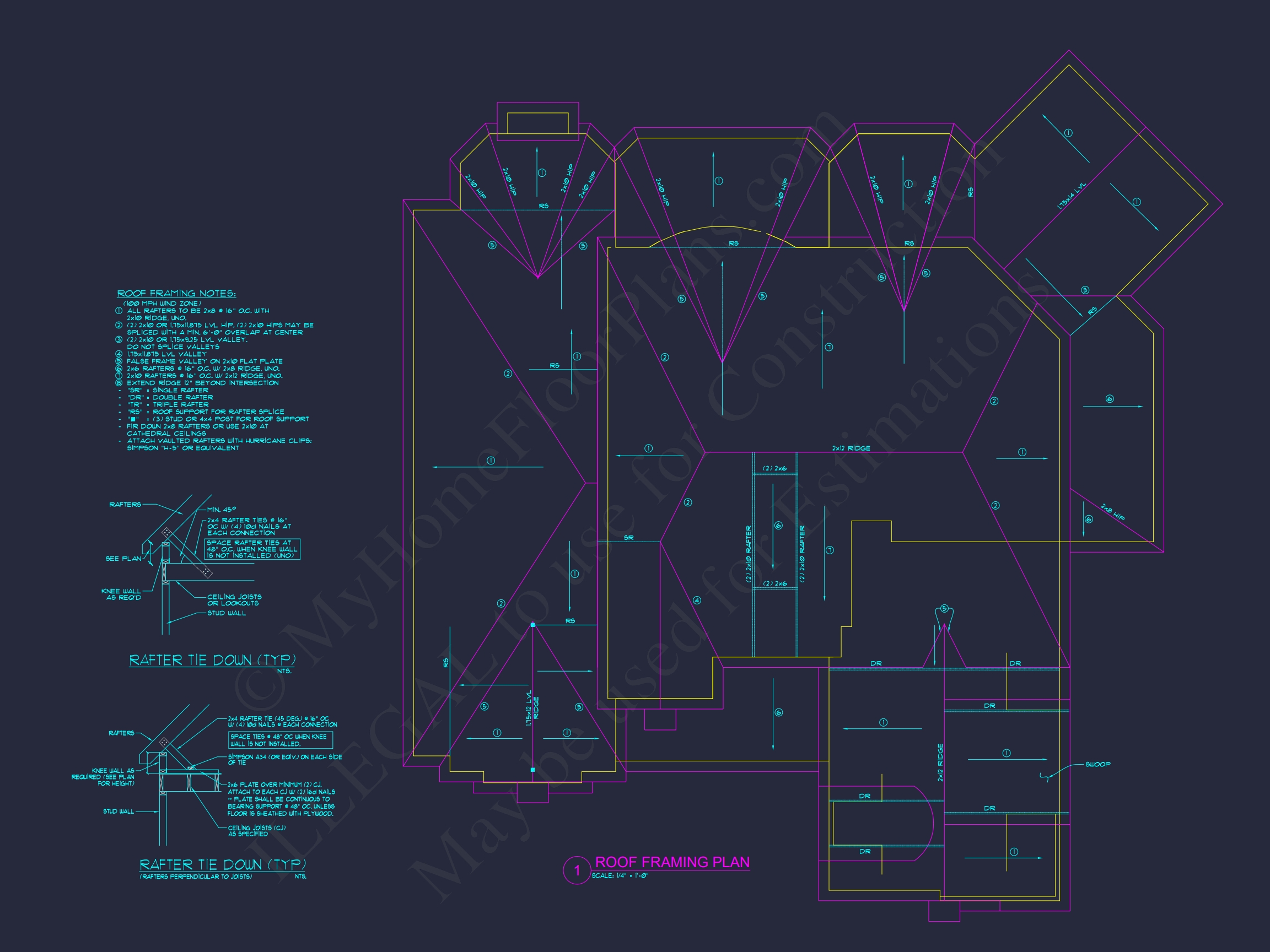 Luxury Home Floor Plan with 5 Beds,5.5 Baths,and CAD Designs