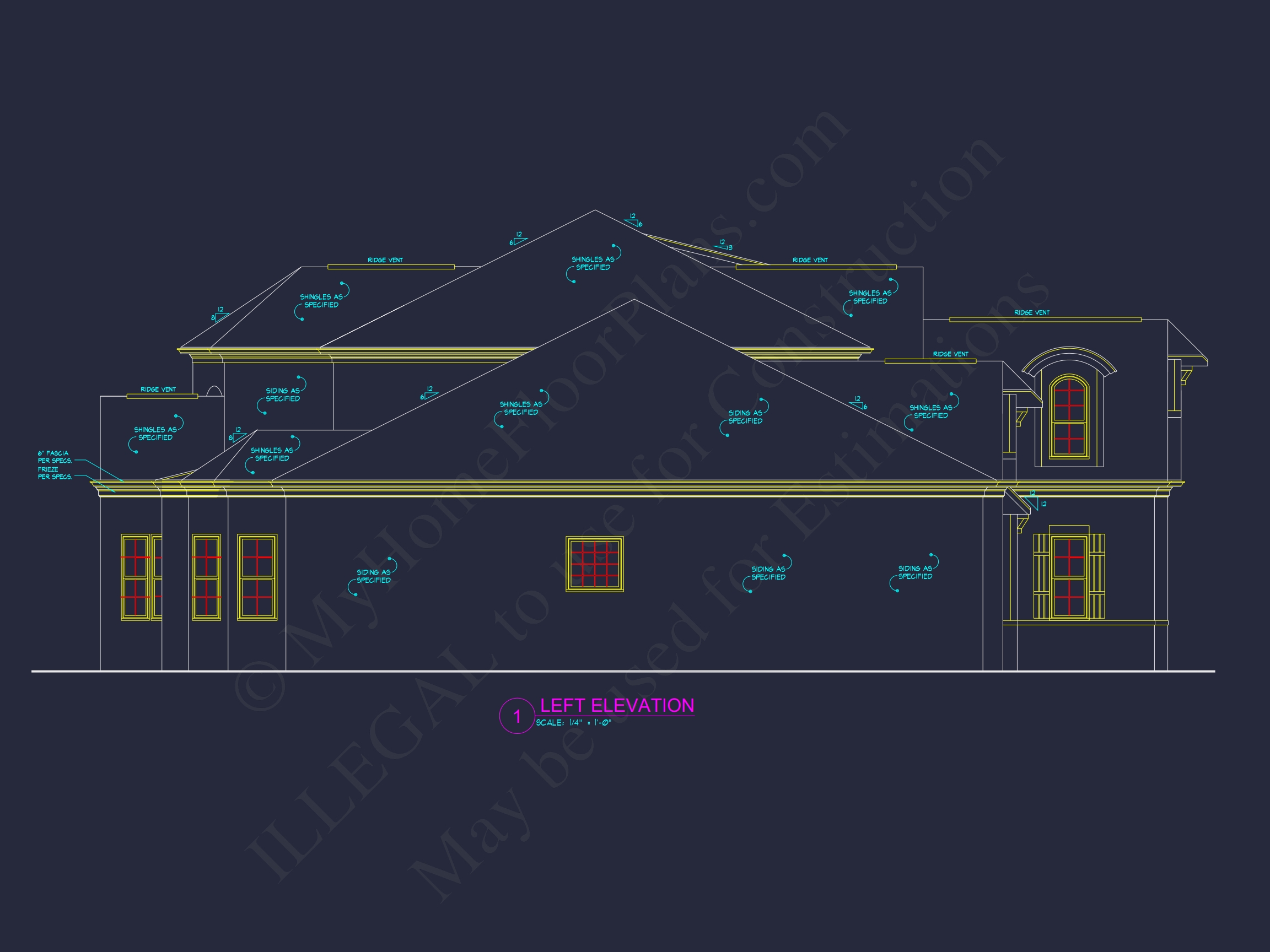 Luxury Home Floor Plan with 5 Beds,5.5 Baths,and CAD Designs