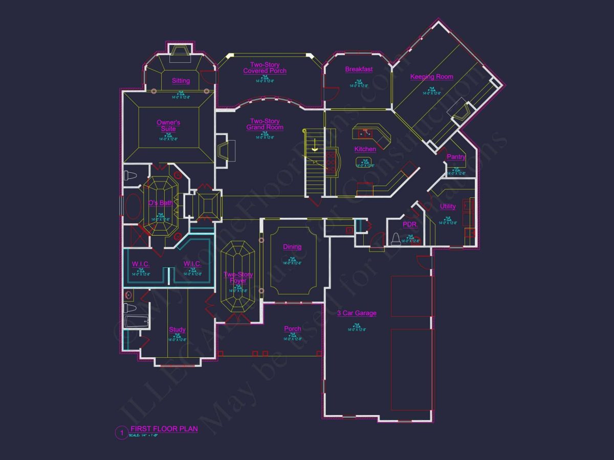 Luxury house Floor Plan with 5 Beds, 5.5 Baths, and CAD Designs