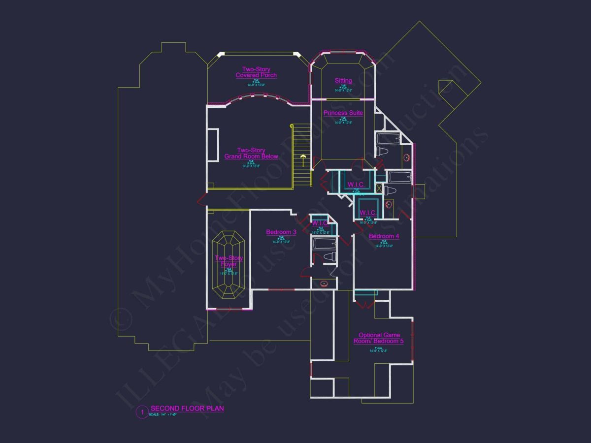 Luxury house Floor Plan with 5 Beds, 5.5 Baths, and CAD Designs