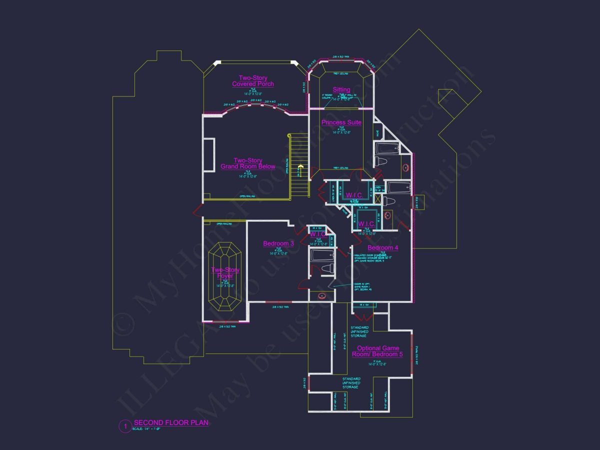 Luxury house Floor Plan with 5 Beds, 5.5 Baths, and CAD Designs