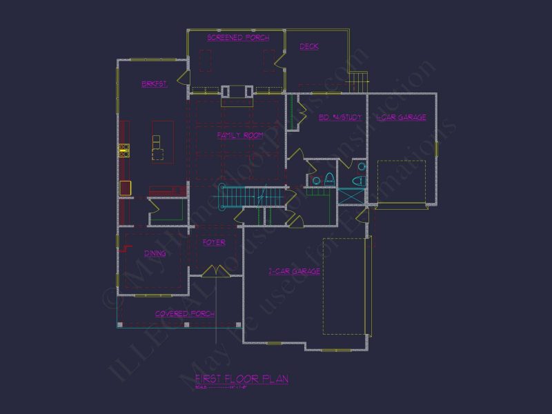 Luxury house Floor Plan with Open Concept and 3-Car Garage