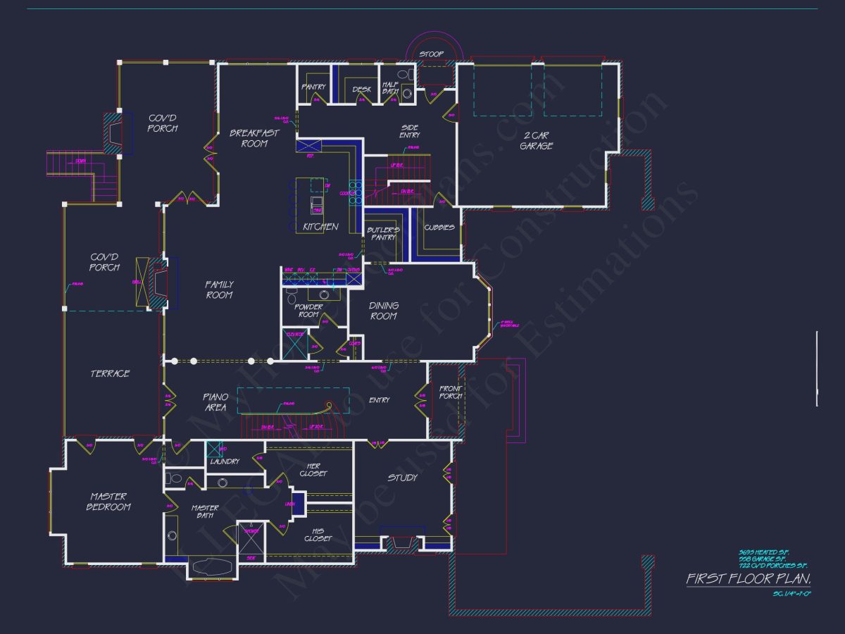 Luxury house Plan: 7782 Sq Ft, 5 Beds, 3 Story Blueprint
