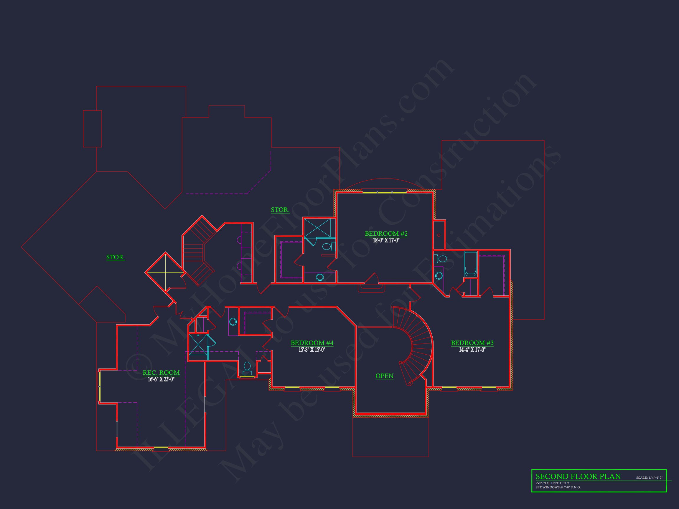 Luxury Home Plan: 8043 Sq Ft,4 Beds,4 Baths,3-Car Garage