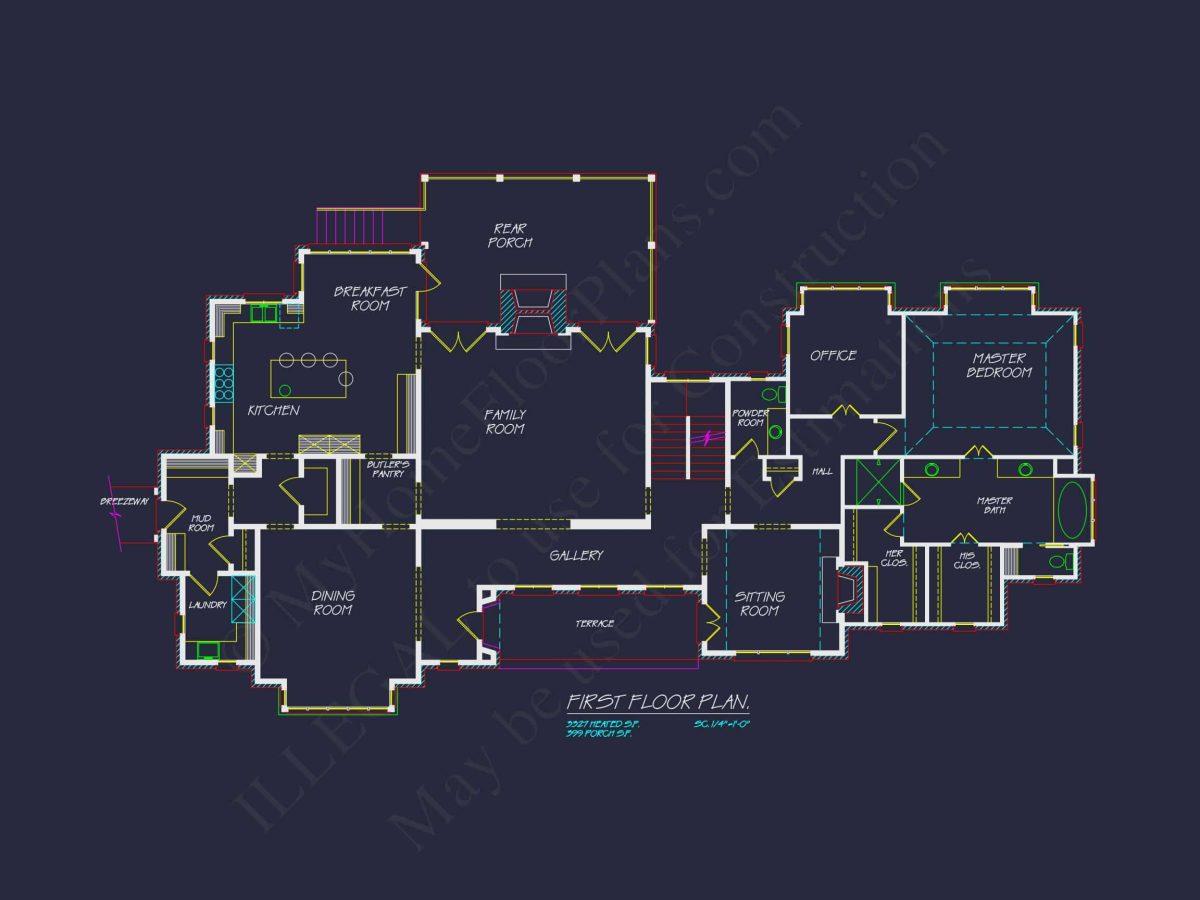 Luxury house Plan: Detailed Floor Blueprint with CAD Designs