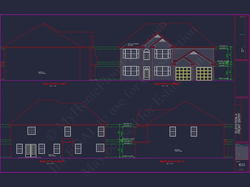 Luxury house Plan with 2 Floors, 6 Bedrooms, and CAD Designs