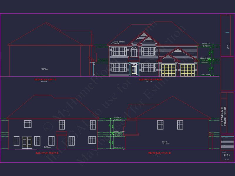 Luxury house Plan with 2 Floors, 6 Bedrooms, and CAD Designs