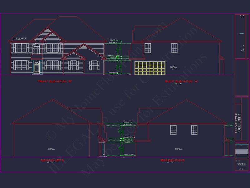 Luxury house Plan with 2 Floors, 6 Bedrooms, and CAD Designs