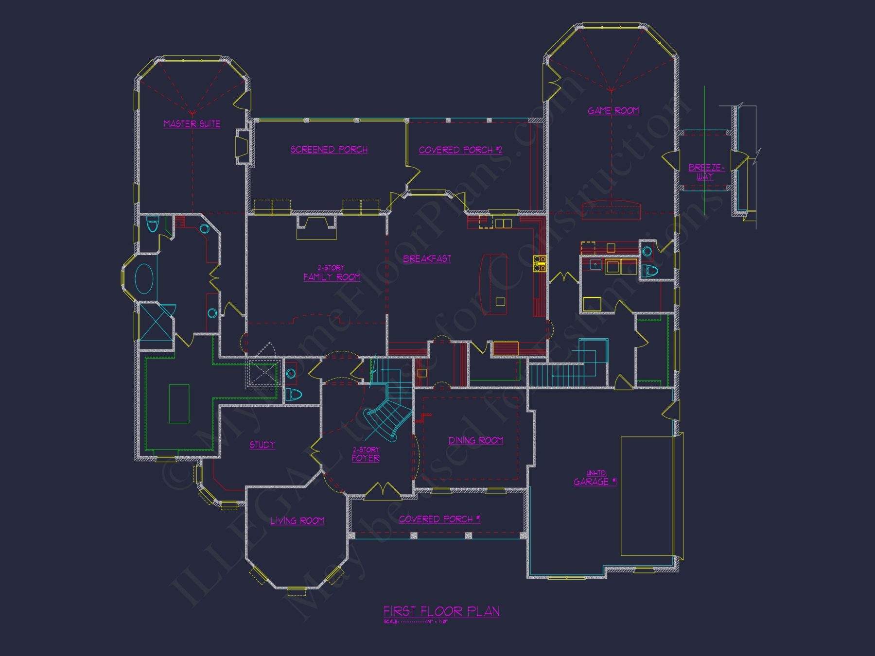 Luxury house Plan with 3 Floors, CAD Blueprint & Designs
