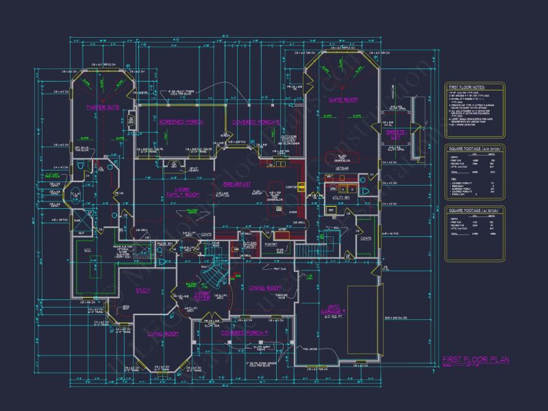 Luxury house Plan with 3 Floors, CAD Blueprint & Designs