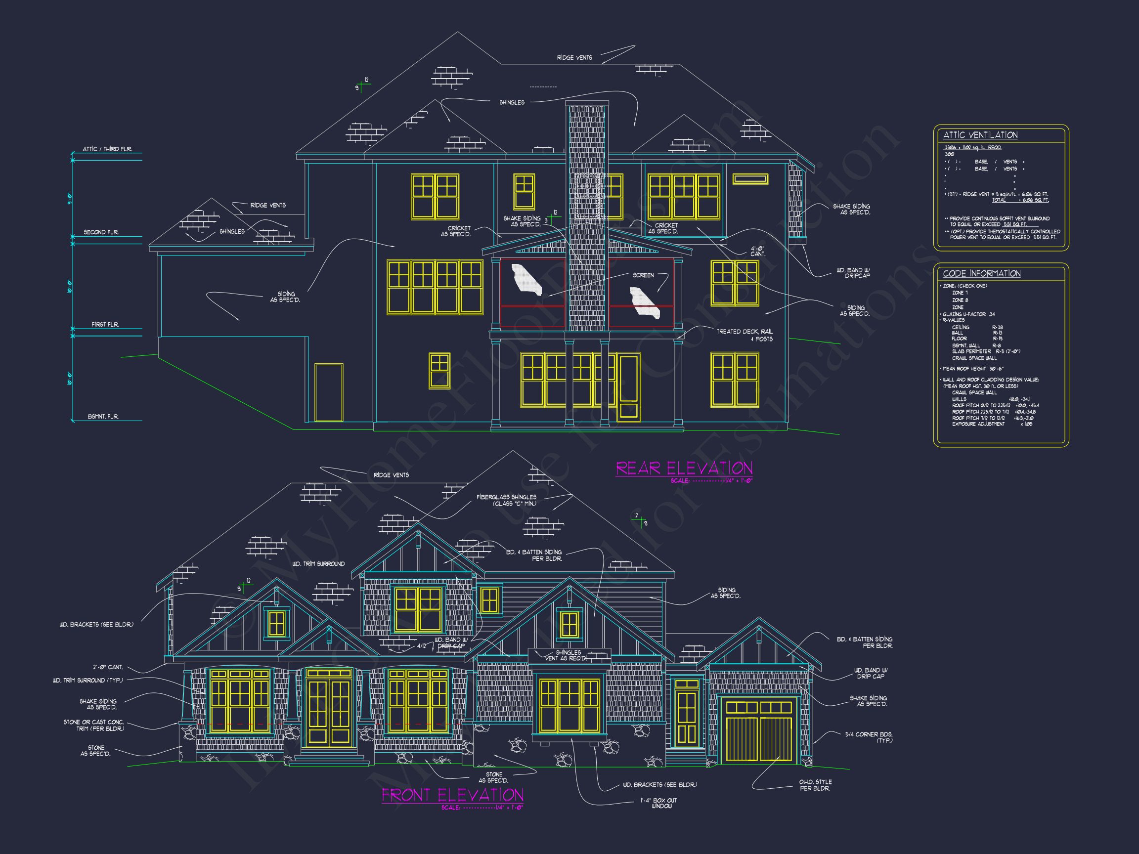 Luxury house Plan with 3 Floors,CAD Blueprints & Modern Design
