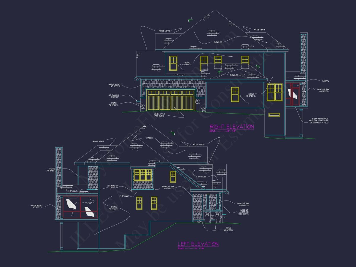 Luxury house Plan with 3 Floors, CAD Blueprints & Modern Design