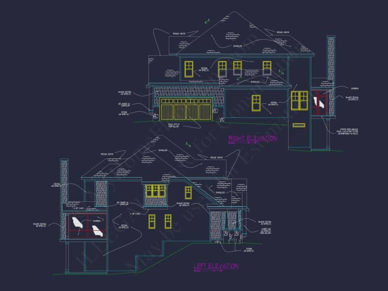 Luxury house Plan with 3 Floors, CAD Blueprints & Modern Design