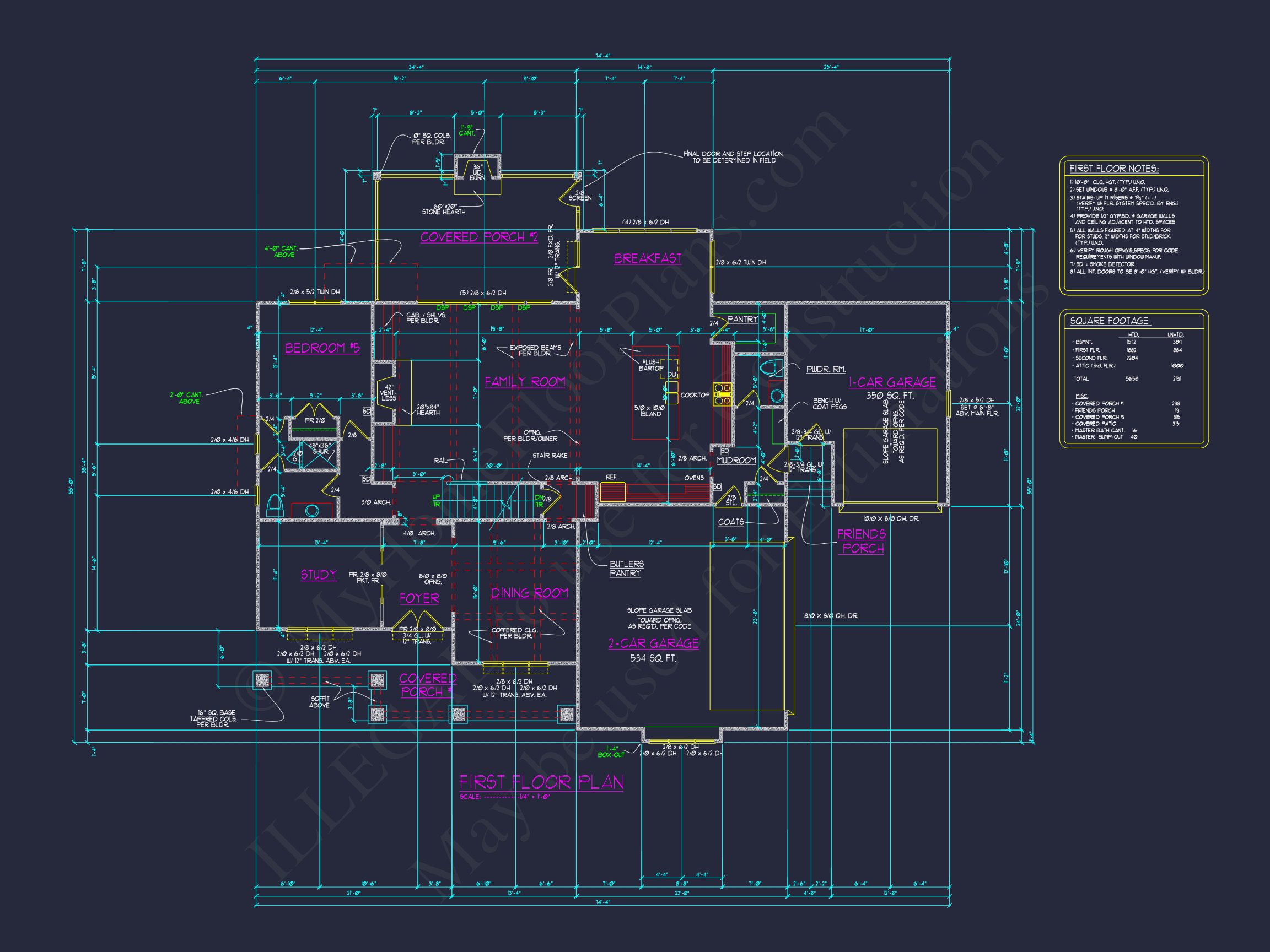 Luxury house Plan with 3 Floors,CAD Blueprints & Modern Design